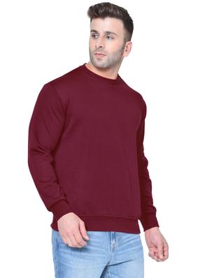 maroon solid fleece sweatshirt - 17438383 - Standard Image - 2