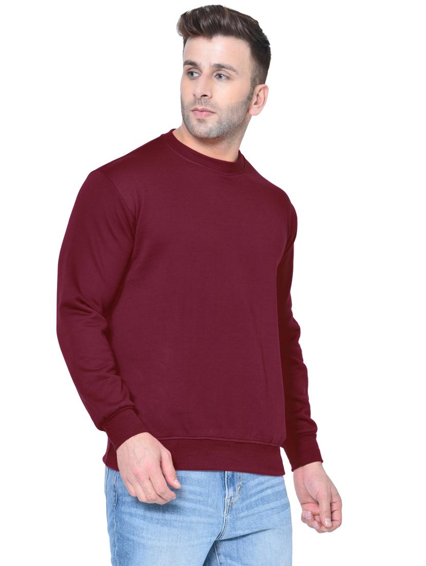 maroon solid fleece sweatshirt - 17438383 - Zoom Image - 2