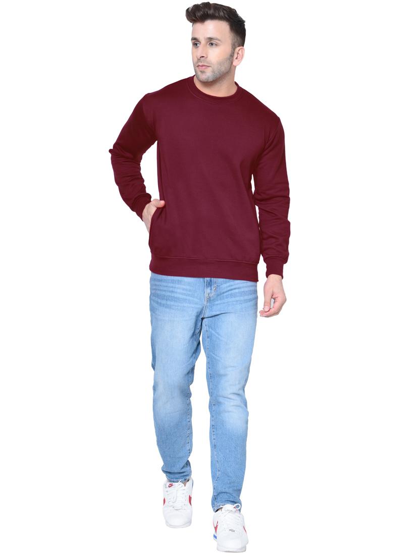 maroon solid fleece sweatshirt - 17438383 - Zoom Image - 4