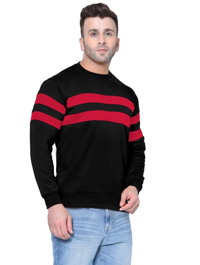 black color block cut & sew fleece sweatshirt - 17438387 - Zoom Image - 2