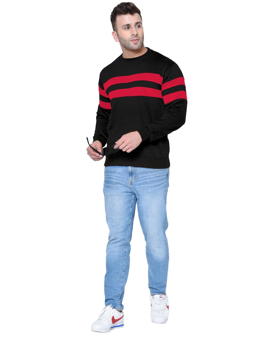black color block cut & sew fleece sweatshirt - 17438387 - Zoom Image - 4