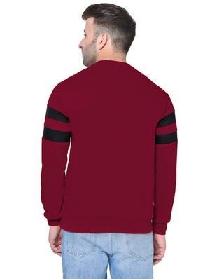 maroon color block cut & sew fleece sweatshirt - 17438389 - Standard Image - 3