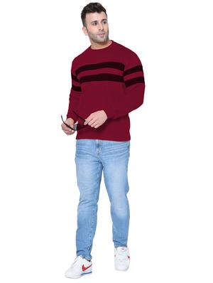 maroon color block cut & sew fleece sweatshirt - 17438389 - Standard Image - 4