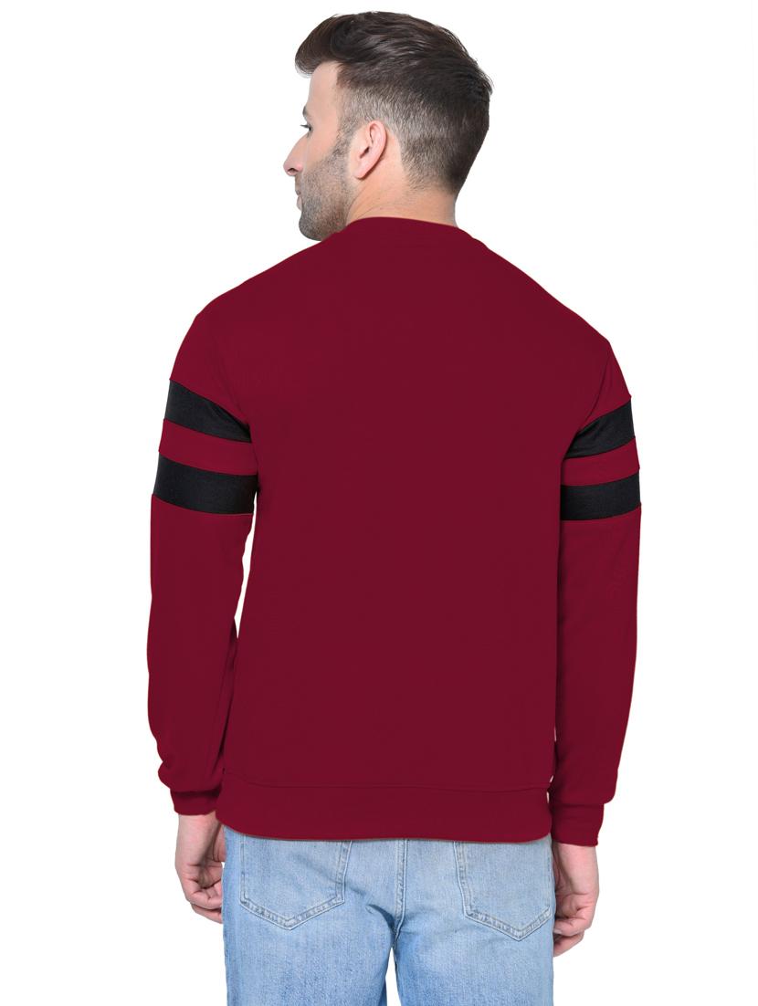 maroon color block cut & sew fleece sweatshirt - 17438389 - Zoom Image - 3