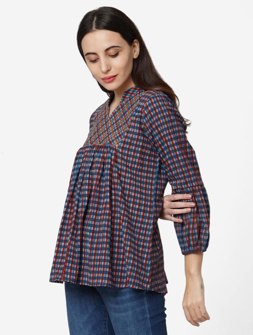 blue cotton regular tunic - 17438486 - Zoom Image - 2