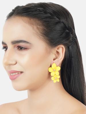 yellow metal drop earring - 17438547 - Standard Image - 4