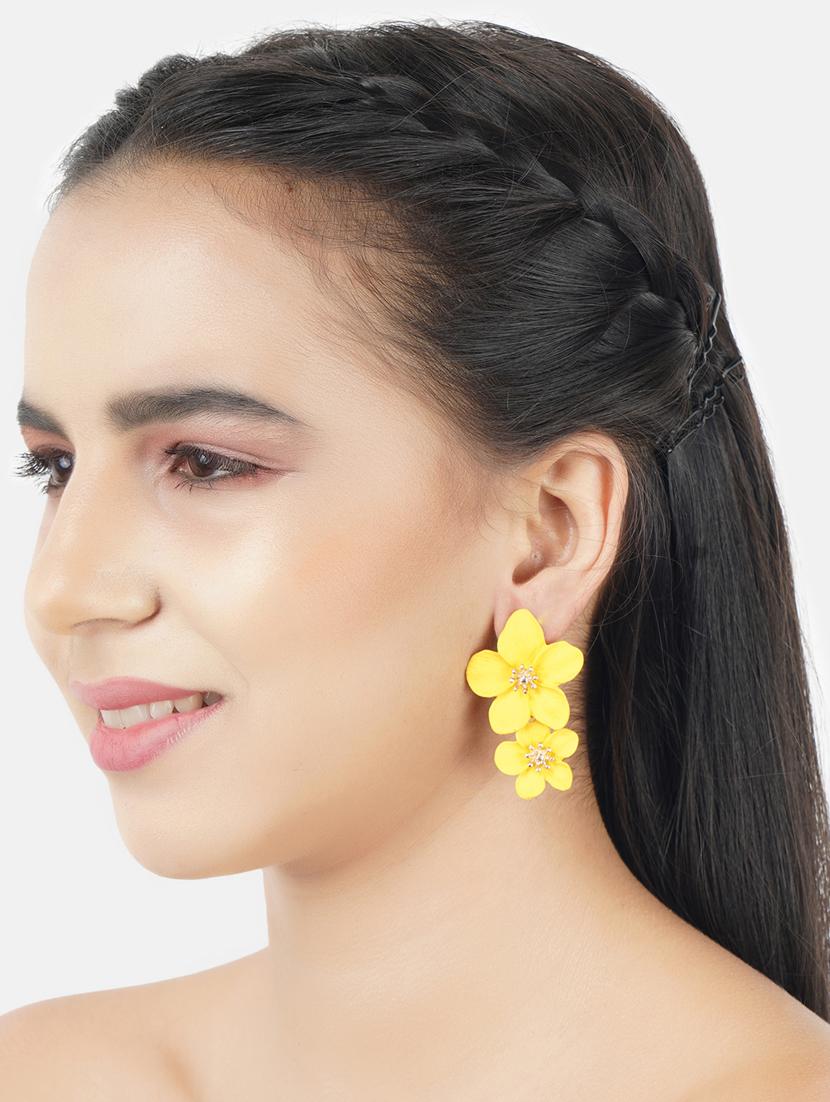 yellow metal drop earring - 17438547 - Zoom Image - 4