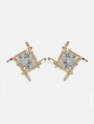gold crystal studs earring - 17438549 - Standard Image - 2