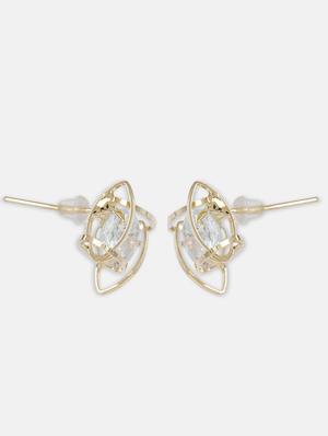 gold crystal studs earring - 17438549 - Standard Image - 3