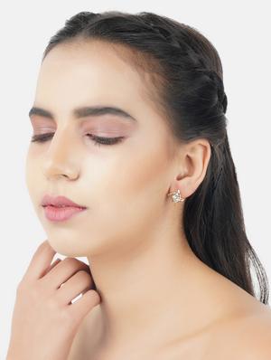 gold crystal studs earring - 17438549 - Standard Image - 4