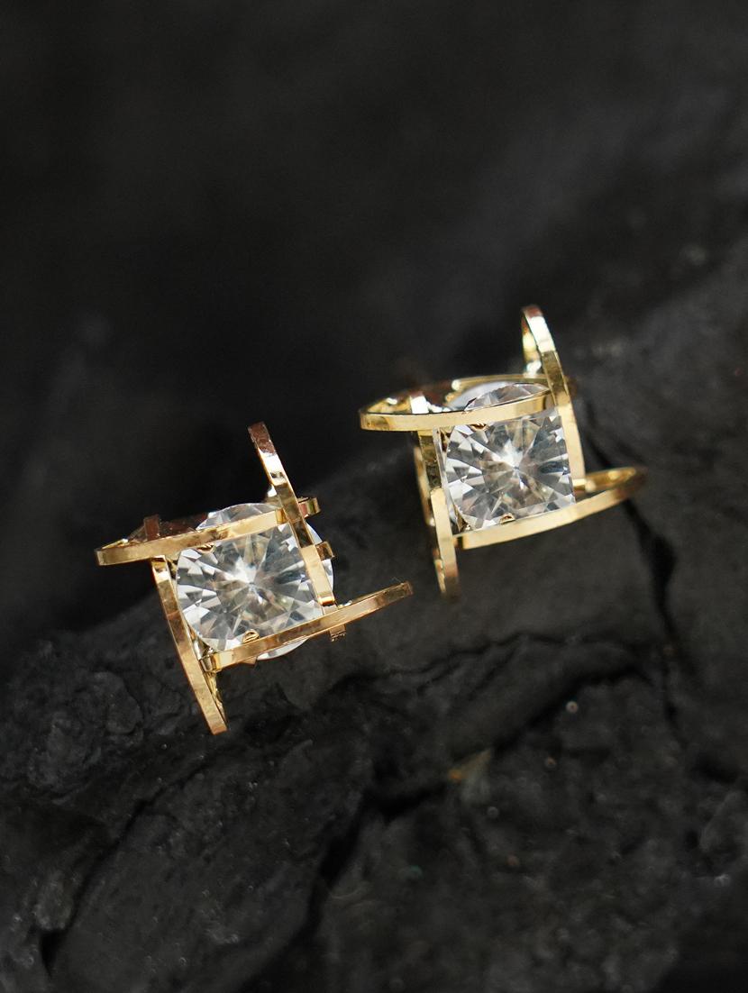 gold crystal studs earring - 17438549 - Zoom Image - 1
