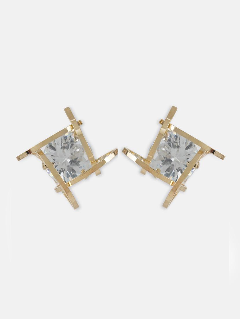 gold crystal studs earring - 17438549 - Zoom Image - 2