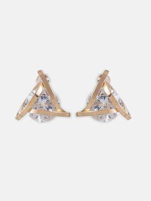 gold crystal studs earring - 17438550 - Standard Image - 2