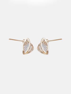 gold crystal studs earring - 17438550 - Standard Image - 3