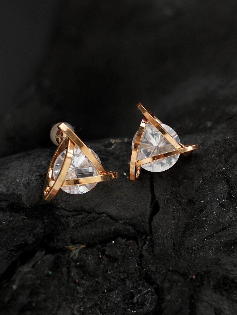 gold crystal studs earring - 17438550 - Zoom Image - 1