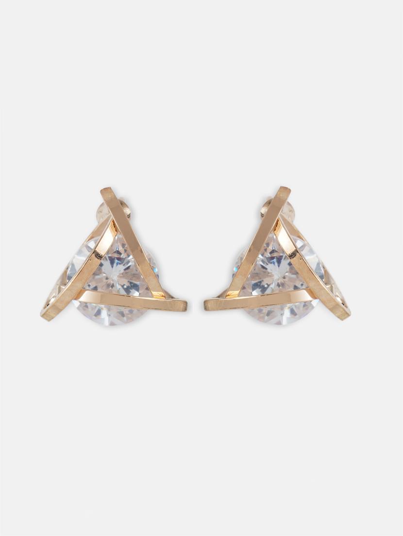 gold crystal studs earring - 17438550 - Zoom Image - 2