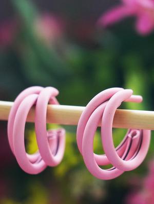 pink metal hoop earring - 17438556 - Standard Image - 2