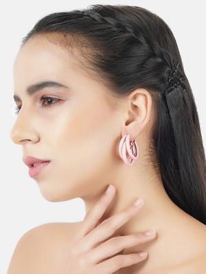 pink metal hoop earring - 17438556 - Standard Image - 5