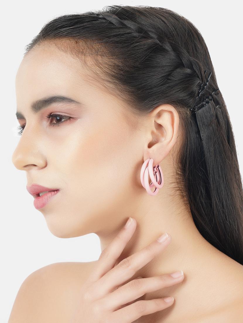 pink metal hoop earring - 17438556 - Zoom Image - 5