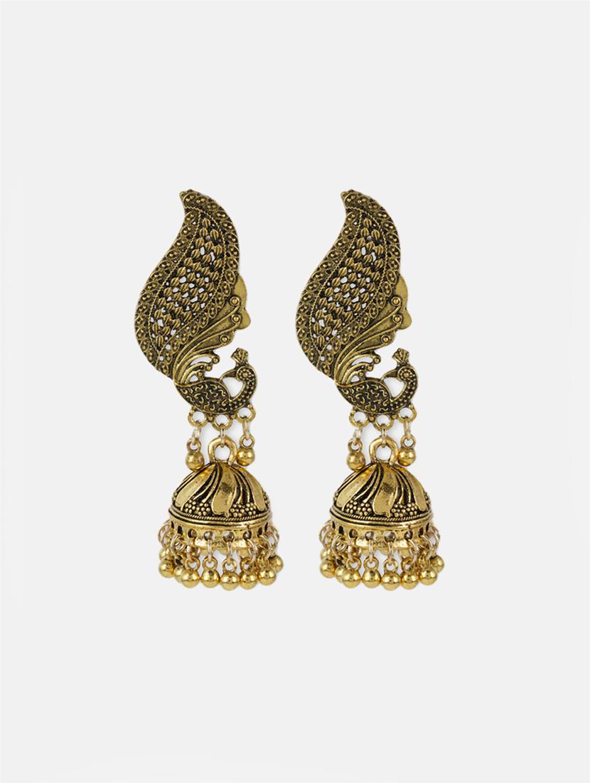 gold metal jhumka earring - 17438559 - Zoom Image - 3