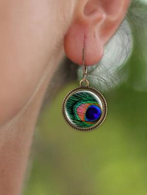 green metal drop earring - 17438563 - Standard Image - 3