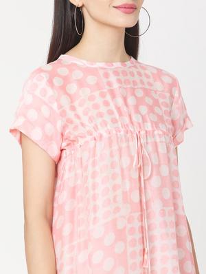 round neck polka dot flared dress - 17438568 - Standard Image - 5