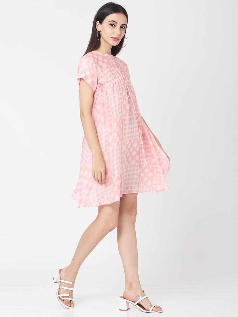 round neck polka dot flared dress - 17438568 - Zoom Image - 2