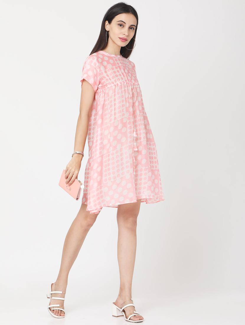 round neck polka dot flared dress - 17438568 - Zoom Image - 3