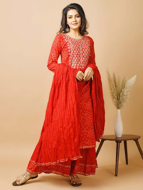 bandhani kurta dupatta set - 17438749 - Standard Image - 1