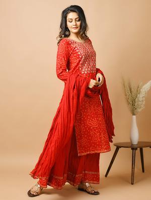 bandhani kurta dupatta set - 17438749 - Standard Image - 2