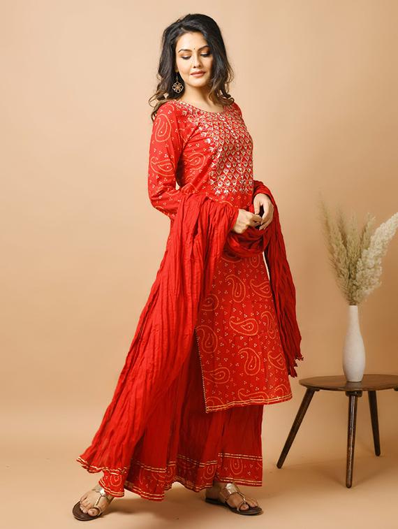 bandhani kurta dupatta set - 17438749 - Zoom Image - 2