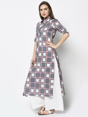 checkered straight kurta - 17438900 - Standard Image - 2