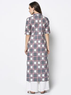 checkered straight kurta - 17438900 - Standard Image - 3