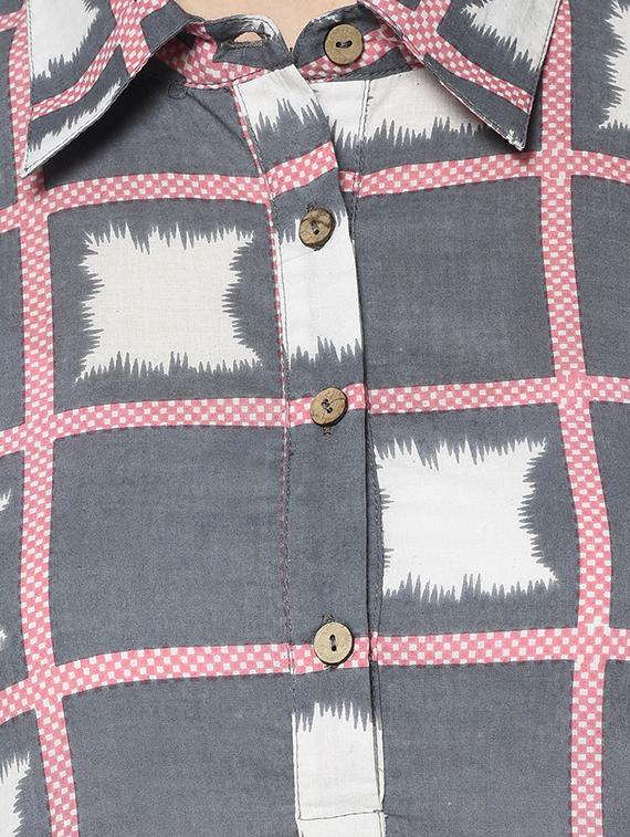 checkered straight kurta - 17438900 - Zoom Image - 4