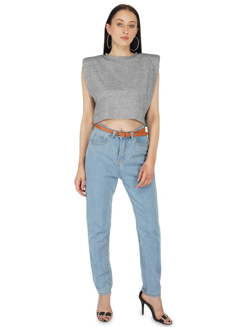 crew neck crop tee - 17438912 - Zoom Image - 4
