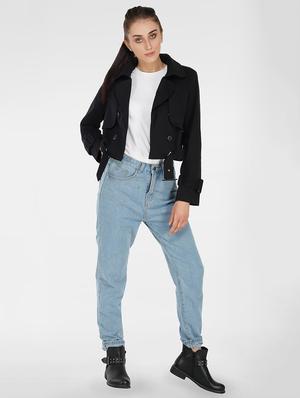 lapel neck solid coat - 17438917 - Standard Image - 4