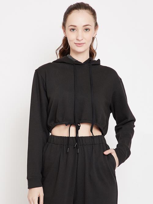 hooded neck cropped sweatshirt - 17438919 - Standard Image - 1