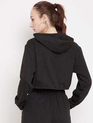 hooded neck cropped sweatshirt - 17438919 - Standard Image - 3