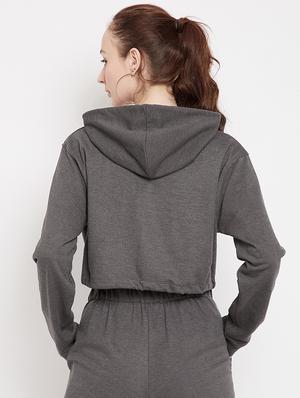 hooded neck cropped sweatshirt - 17438920 - Standard Image - 3