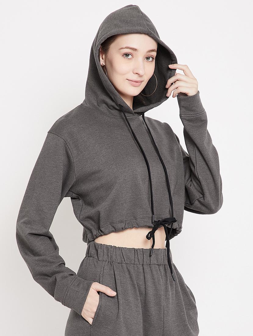 hooded neck cropped sweatshirt - 17438920 - Zoom Image - 2