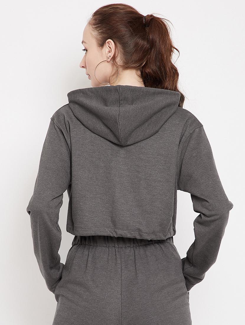 hooded neck cropped sweatshirt - 17438920 - Zoom Image - 3