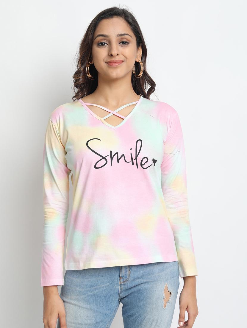 x-line neck tie & dye tee - 17439480 - Zoom Image - 1