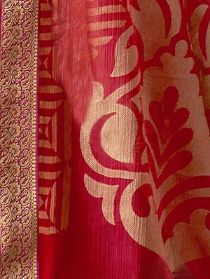 lace detail printed saree with blouse - 17439742 - Standard Image - 2