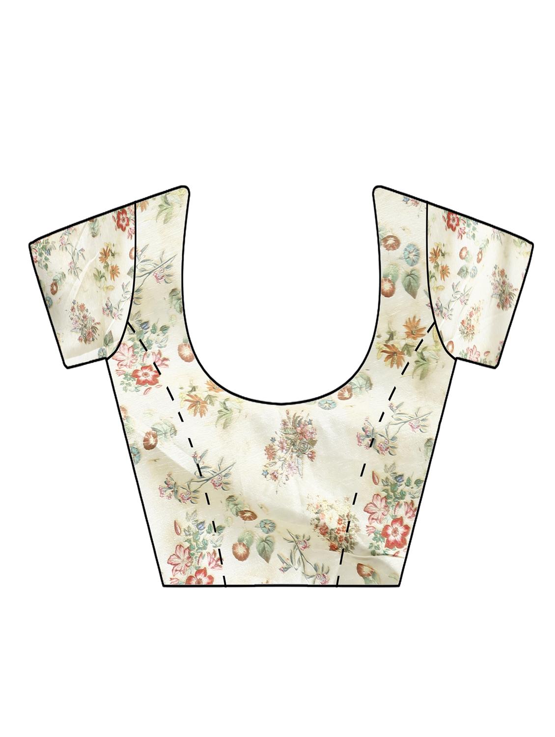 floral printed saree with blouse - 17439777 - Zoom Image - 3