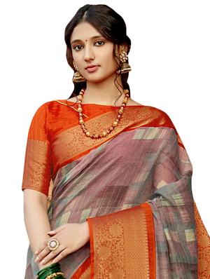 abstract printed saree with blouse - 17439809 - Standard Image - 2