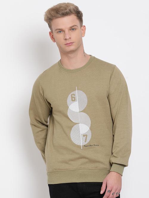 olive green printed sweatshirt - 17439898 - Standard Image - 1