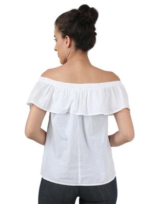 off shoulder schiffli detail top - 17439995 - Standard Image - 3