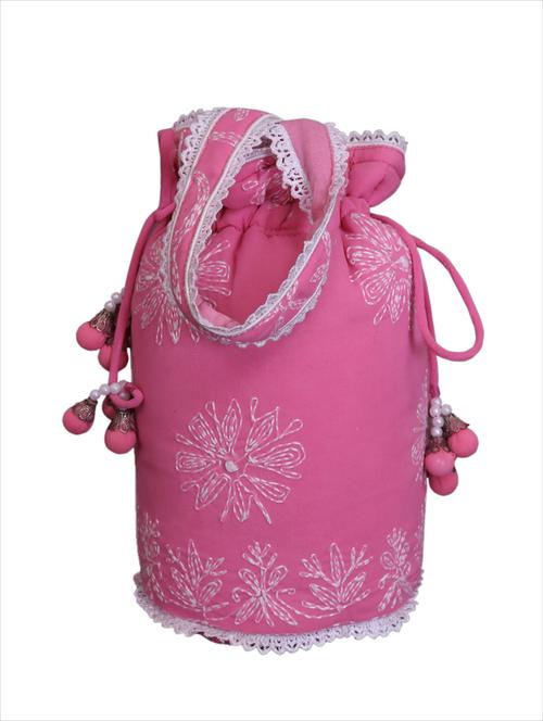 pink polyester ethnic potli - 17440046 - Standard Image - 1