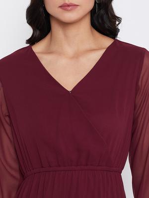 v-neck solid maxi dress - 17440189 - Standard Image - 4