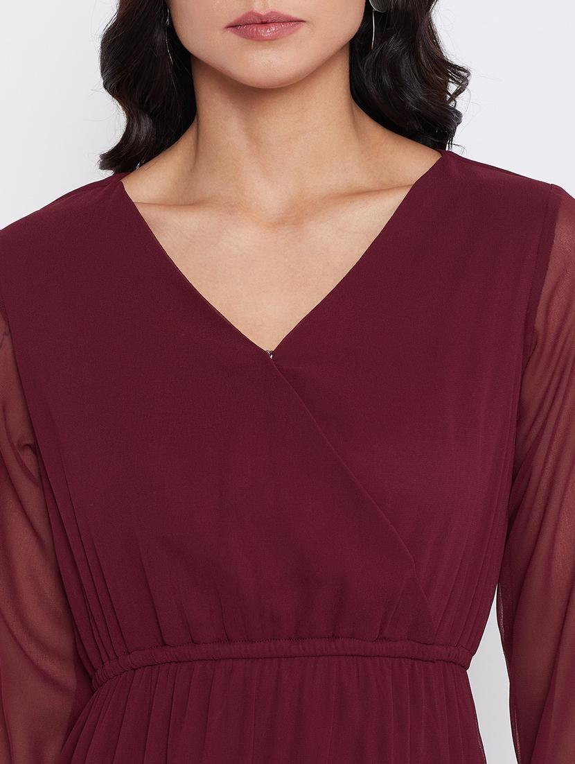 v-neck solid maxi dress - 17440189 - Zoom Image - 4